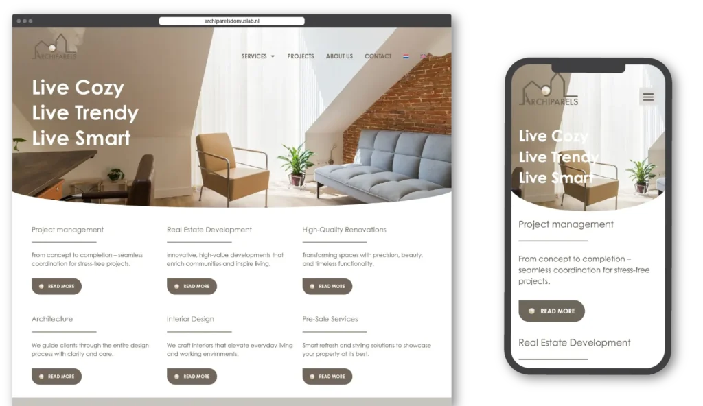MediaBlend webdesign project Archiparels Domuslab